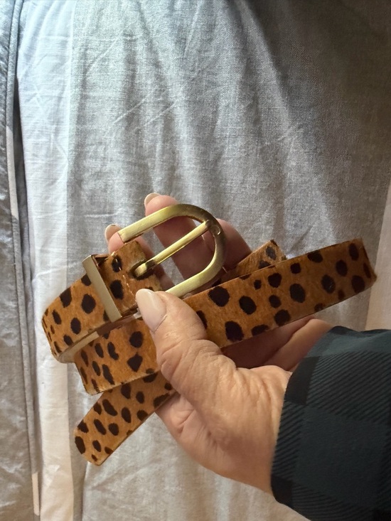 Talbots Leopard-Print Belt with Gold Buckle